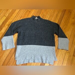 Michael Kors Women’s Wool Blend Mock Neck Colorblock Sweater in Grey Size XL